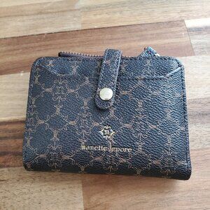 nanette lepore wallet - brown and gold -